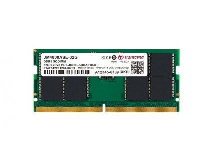 Transcend paměť 32GB SODIMM DDR5 4800 (JetRam) 2Rx8 2Gx8 CL40 1.1V JM4800ASE-32G