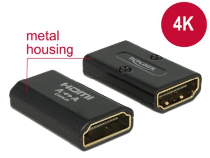 Delock Adaptér High Speed HDMI s Ethernetem – HDMI-A samice > HDMI-A samice 4K černý 65659 DeLock