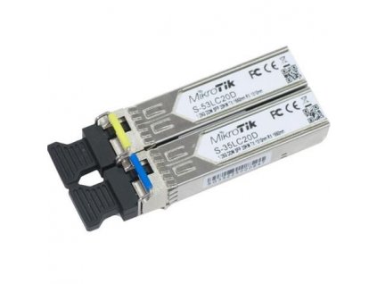 MikroTik SFP optický modul S-35/53LC20D, SM, 20km, 1.25G (pár) S-3553LC20D