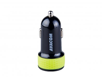 Nabíječka do auta AVACOM NACL-2XKG-31A s dvěma USB výstupy 5V/1A - 3,1A, černo-zelená barva Avacom