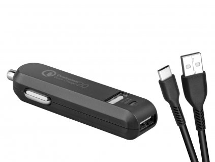 AVACOM CarMAX 2 nabíječka do auta 2x Qualcomm Quick Charge 2.0, černá barva (USB-C kabel) NACL-QC2XC-KK Avacom