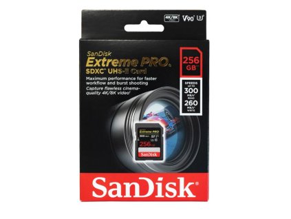SanDisk SDHC karta 256GB Extreme PRO (300 MB/s, Class 10, UHS-II U3 V90) SDSDXDK-256G-GN4IN