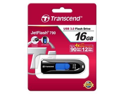 TRANSCEND USB Flash disk 16GB JetFlash®790, USB 3.1 (R:90/W:12 MB/s) čierna/modrá TS16GJF790K Transcend