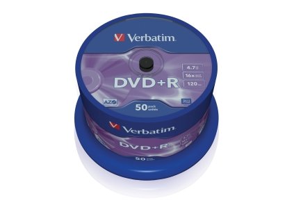 VERBATIM DVD+R(50-Pack),Spindl/MattSlvr/16x/4.7GB 43550 Verbatim