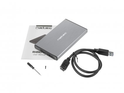 Externí box pro HDD 2,5" USB 3.0 Natec Rhino Go, šedý, hliníkové tělo NKZ-1281