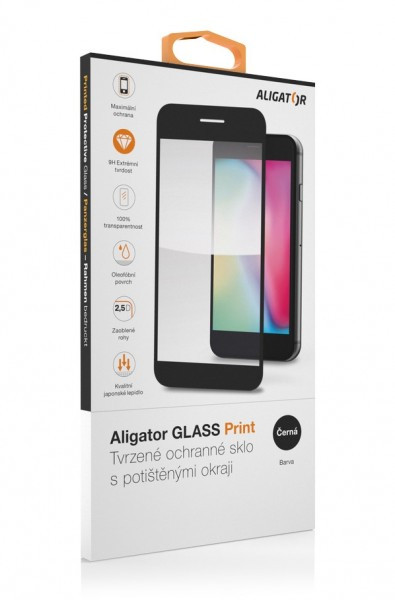 Aligator ochranné tvrzené sklo GLASS PRINT, Xiaomi Redmi Note 12 4G/5G, černá, celoplošné lepení GLP0210