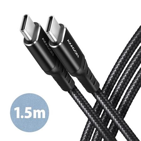 AXAGON BUCM-CM15AB, HQ kábel USB-C  USB-C, 1.5 m, USB 2.0, PD 60W 3A, ALU, opletenie, čierny Axagon