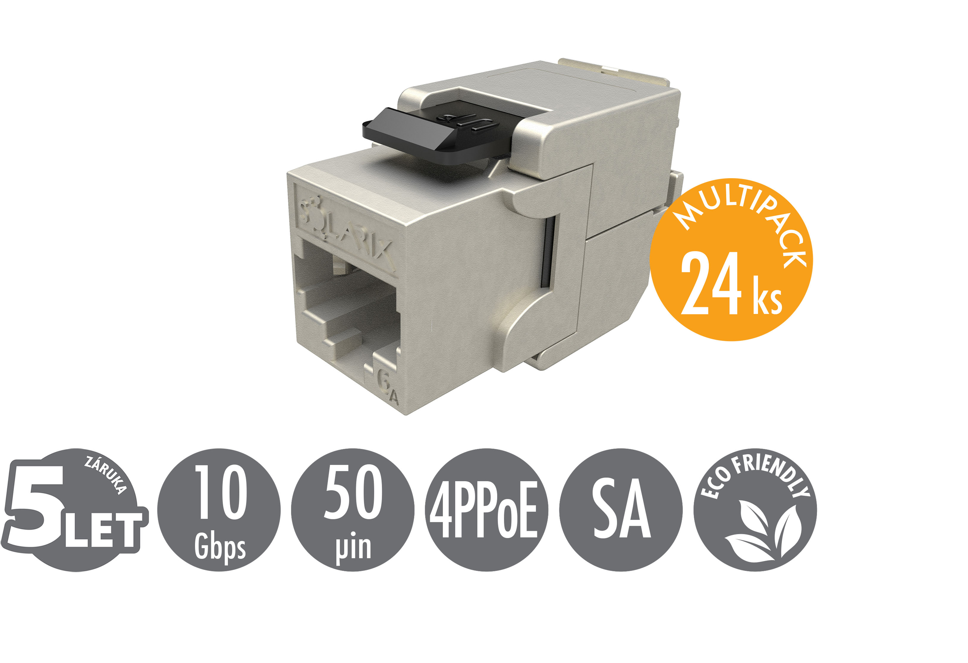 Solarix MULTIPACK 24 ks - 10G keystone CAT6A STP samorezný SXKJ-10G-STP-BK-SA 25286912