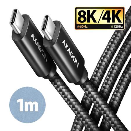 AXAGON BUCM432-CM10AB, NewGEN+ kábel USB-C  USB-C, 1m, USB4 Gen 3×2, PD 100W 5A, 8K HD, ALU, opletenie, čierny Axagon