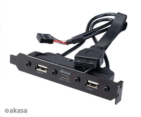 Adaptér AKASA MB interný, USB 3 typu C.1 interný kábel adaptéra Gen1 + USB 2 typu A.0 portov, 40 cm AK-CBUB53-40BK Akasa