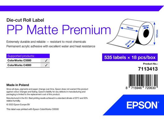 PP Matte Label Premium, 76mm x 51mm, 535 Labels 7113413 Epson PS