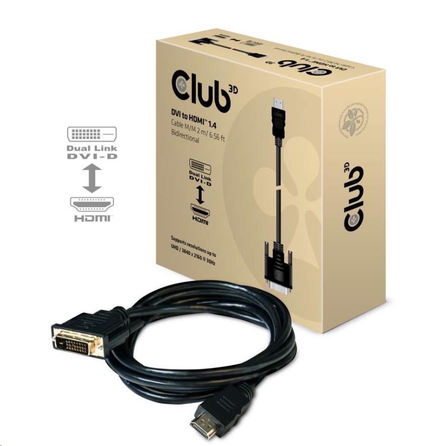Kábel Club3D DVI-D na HDMI 1.4 obojsmerné, (M/M), 2m CAC-1210 Club 3D