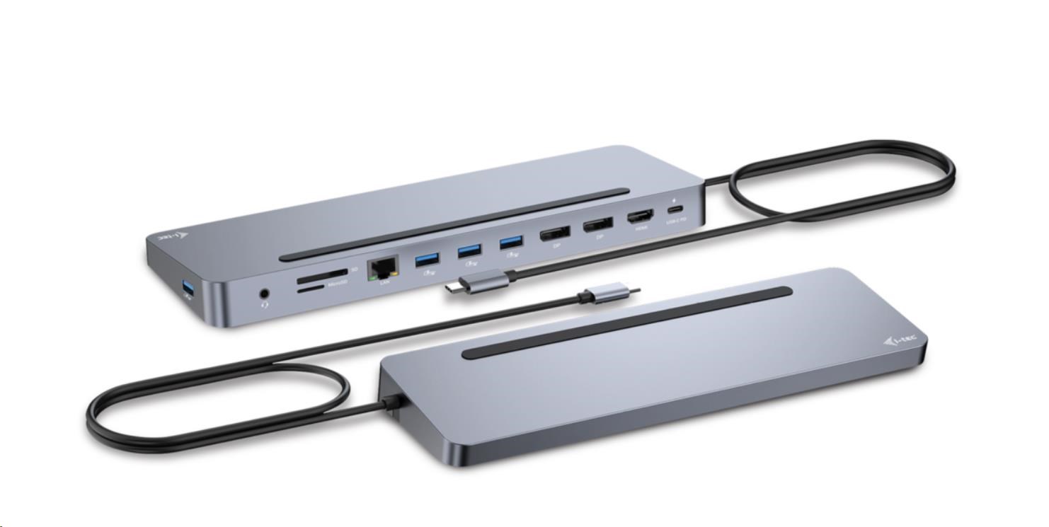 i-tec USB-C Metal Ergonomic 4K 3x Display Docking Station, PD 100W C31FLAT2PDPRO I-Tec