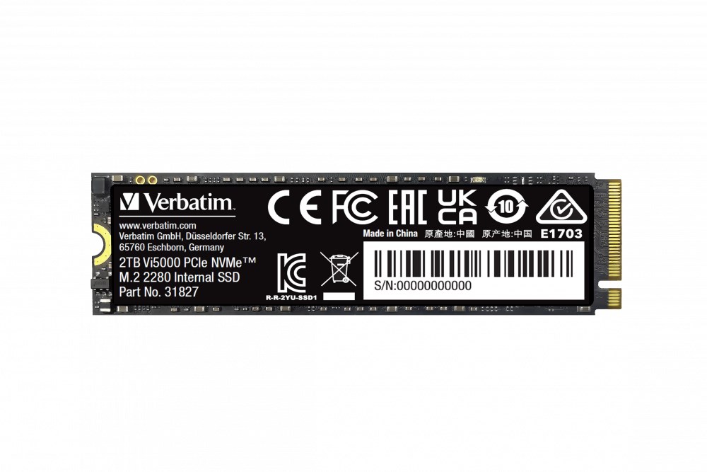 VERBATIM SSD Vi5000 Internal PCIe NVMe M.2 SSD 2TB , W xx00/ R xx00 MB/s 31827 Verbatim