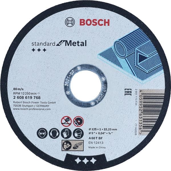 BOSCH rovný řezací kotouč Standard for Metal, A 60 T BF, 125 mm, 22,23 mm, 1 mm 2608619768