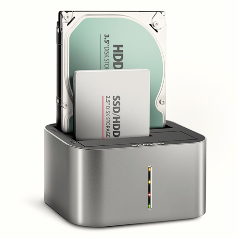 AXAGON ADSA-DC, USB-C 5Gbps - 2x SATA 6G 2.5"/3.5" SSD/HDD CLONE DUAL dokovací stanice Axagon