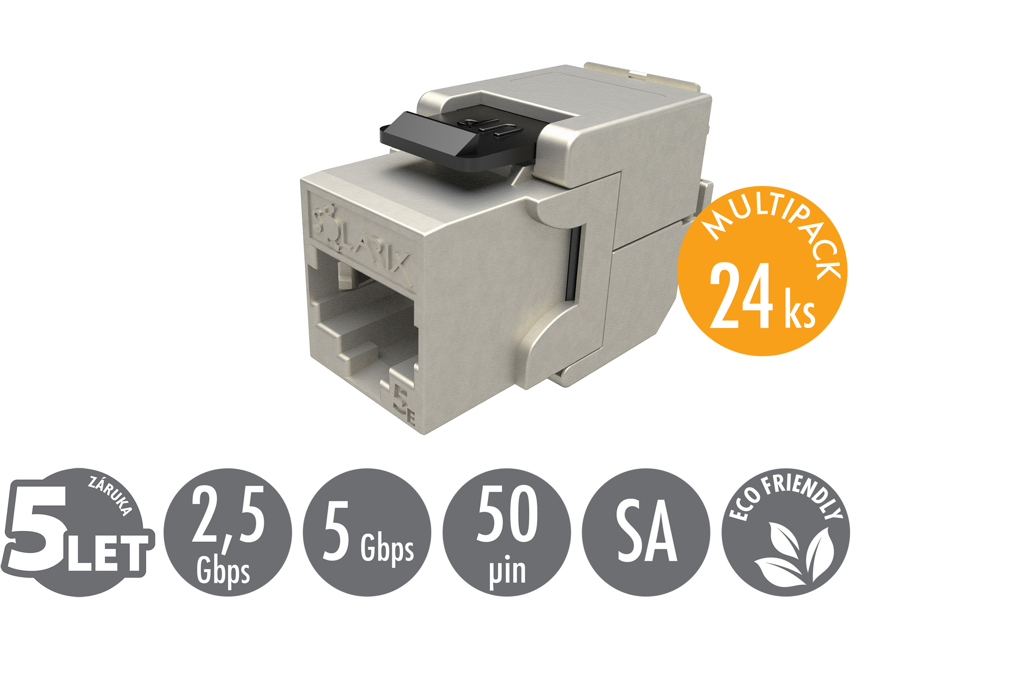 Solarix MULTIPACK 24 ks - keystone CAT5E STP RJ45 samorezný SXKJ-5E-STP-BK-SA 25286712