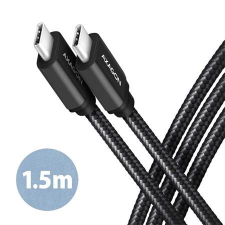 AXAGON BUCM3-CM15AB, SPEED kabel USB-C  USB-C, 1.5m, USB 3.2 Gen 1, PD 60W 3A, ALU, oplet, černý Axagon