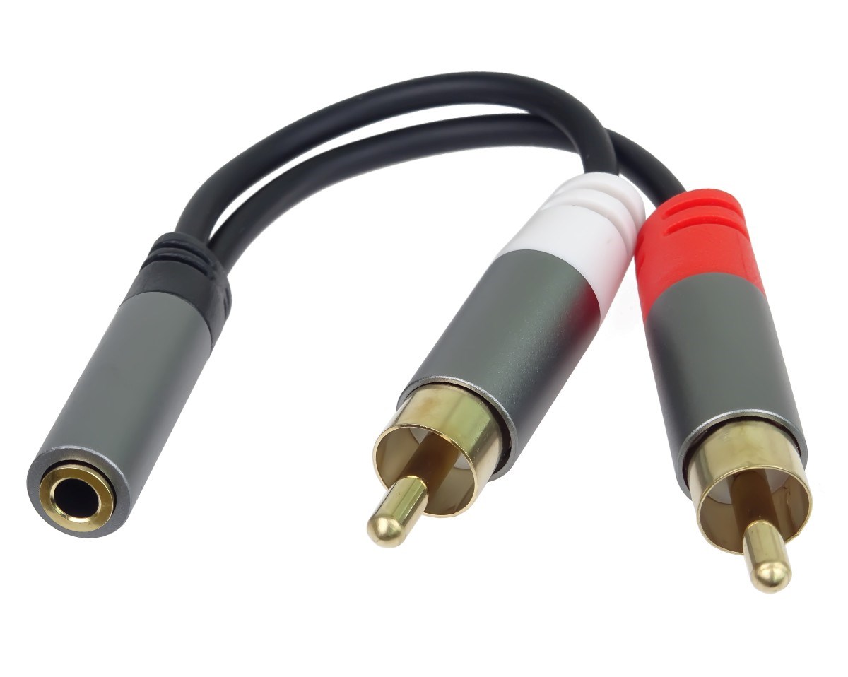 PremiumCord kabel HQ Jack 3.5mm Female - 2x CINCH Male 15cm kjqqr-02