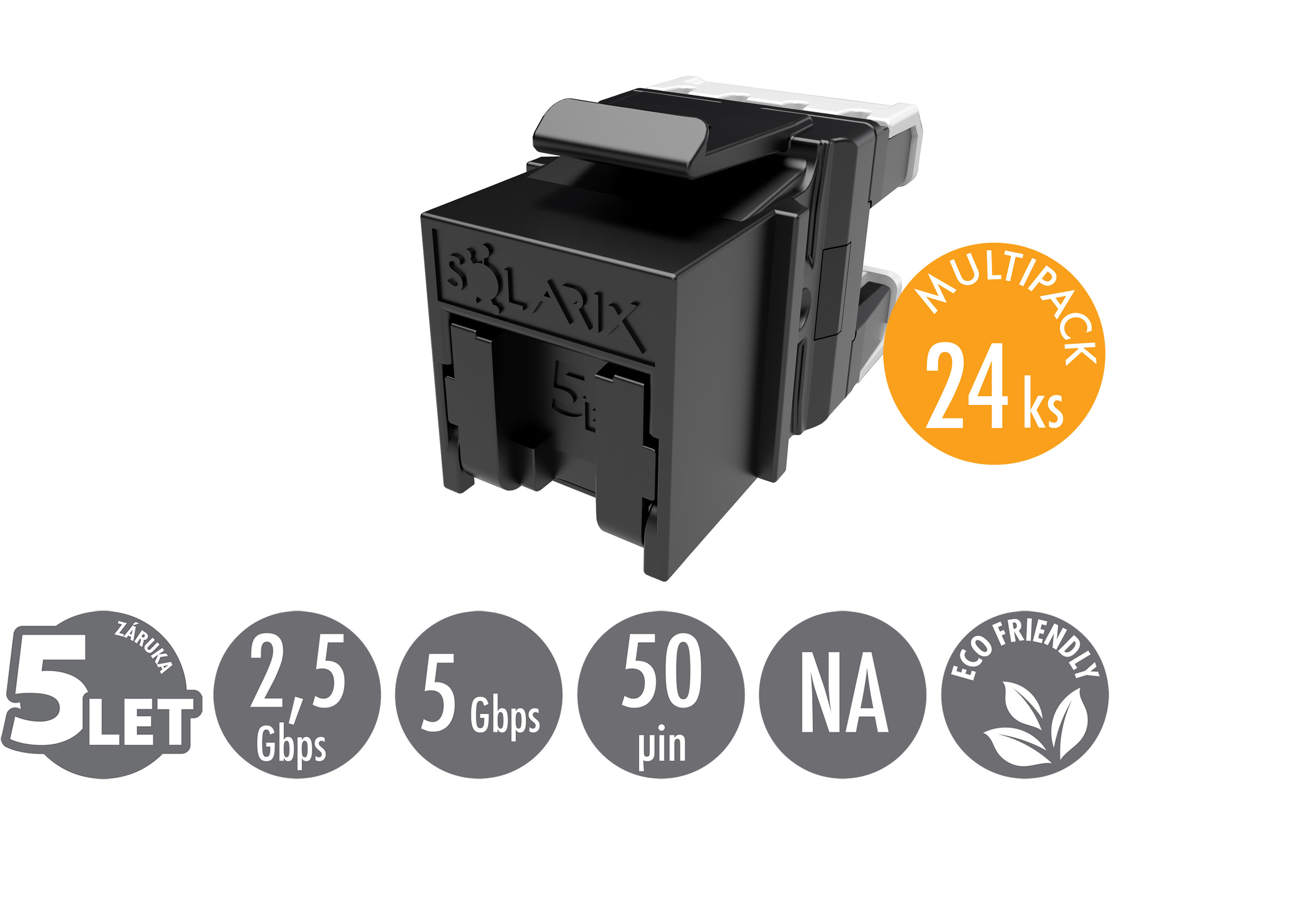 Solarix MULTIPACK 24 ks - rýchly rez keystone CAT5E UTP RJ45 čierny SXKJ-5E-UTP-BK-NA 25286713