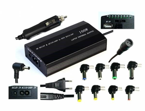 Univerzálny napájací adaptér EUROCASE 100W, AC 110-240V/CAR DC 12V, DC 12- 20, 9 svoriek NAEC-YH-4070 Eurocase