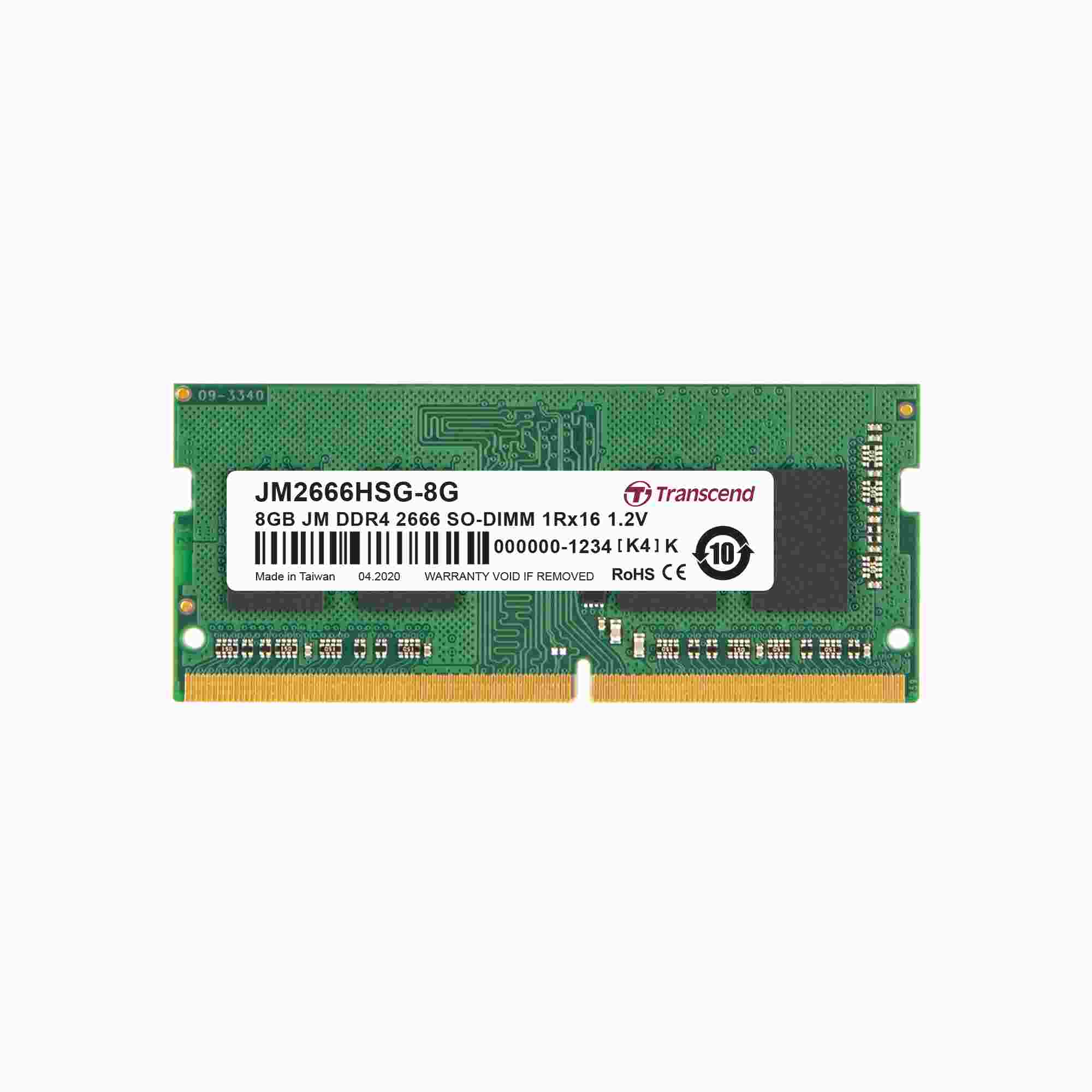 SODIMM DDR4 8GB 2666MHz TRANSCEND 1Rx16 1Gx16 CL19 1.2V JM2666HSG-8G Transcend