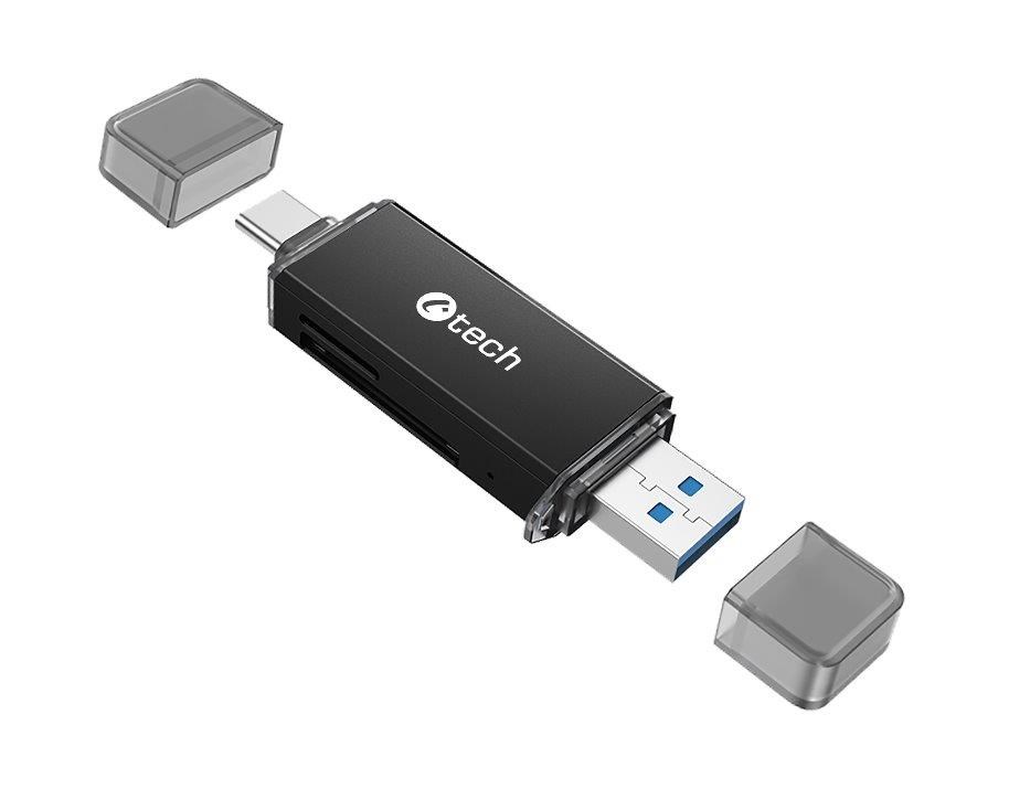 Čtečka karet C-tech UCR-02-AL, USB 3.0 TYPE A/ TYPE C, SD/micro SD C-Tech