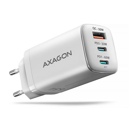 AXAGON ACU-DPQ65W, GaN nabíječka do sítě 65W, 3x port (USB-A + dual USB-C), PD3.0/QC4+/PPS/Apple Axagon