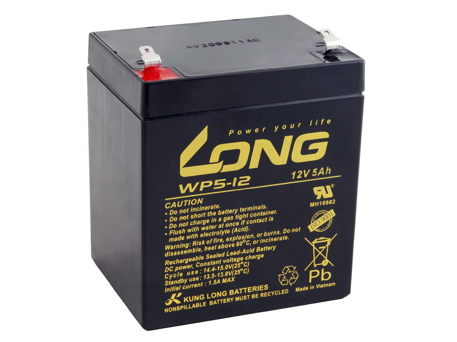 Long 12V 5Ah olověný akumulátor F1 (WP5-12 F1) PBLO-12V005-F1A-1 Avacom