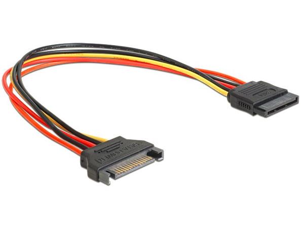 Delock napájecí kabel SATA 15 Pin samec > SATA 15 Pin samice prodlužující 30 cm 60131 DeLock