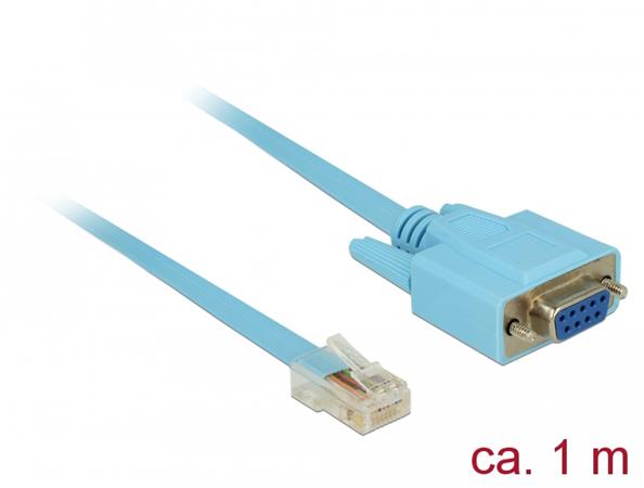Delock Adaptér RS-232 DB9 samice > 1 x Sériový RS-232 RJ45 samec 1 m 63341 DeLock