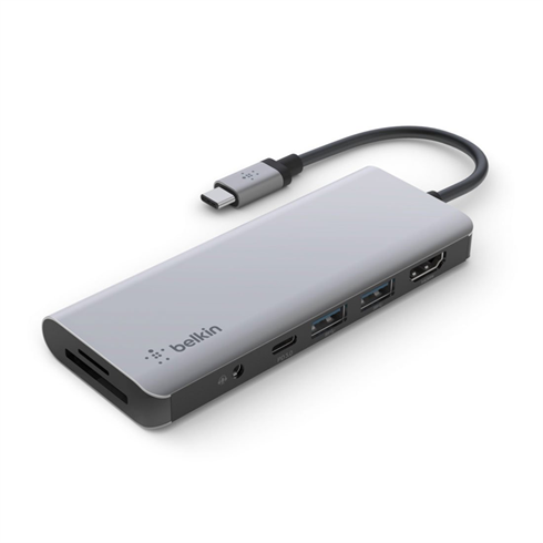 Belkin USB-C 7v1 Multiport adapter - 4K HDMI, USB-C PD 3.0, 2x USB-A 3.0, čtečka SD a micro SD karet, 3,5mm jack AVC009btSGY