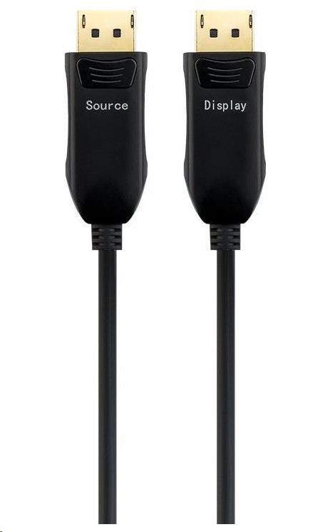 PremiumCord Optický DisplayPort 1.3/1.4 přípojný kabel M/M, zlacené konekt. 10m kport6-10