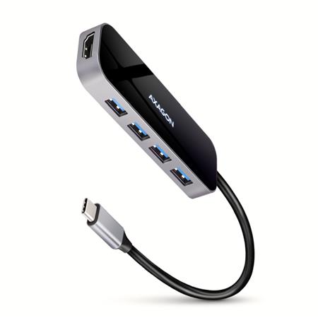AXAGON HMC-6H4A, USB 3.2 Gen 1 hub, porty 4x USB-A, HDMI 4k/30Hz, PD 100W, kábel USB-C 20cm Axagon