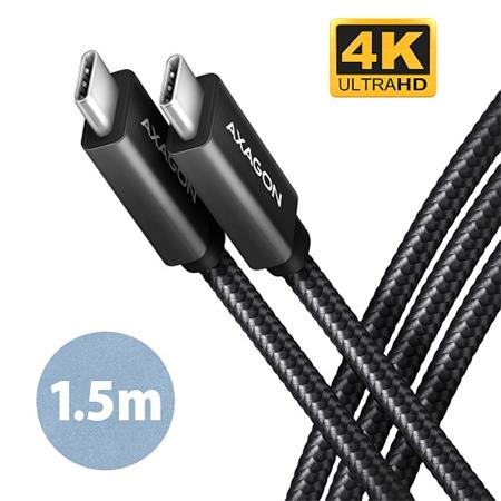 AXAGON BUCM32-CM15AB, SPEED+ kábel USB-C  USB-C, 1.5 m, USB 20Gbps, PD 100W 5A, 4K HD, ALU, opletenie, čierny Axagon