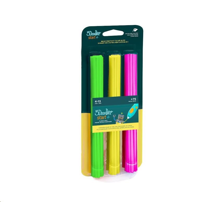 3Doodler náplň ECO-PCL pro 3D pero Start+ 75ks - Neon (zelená, žlutá, růžová) 3DS-ECO-MIX4-75
