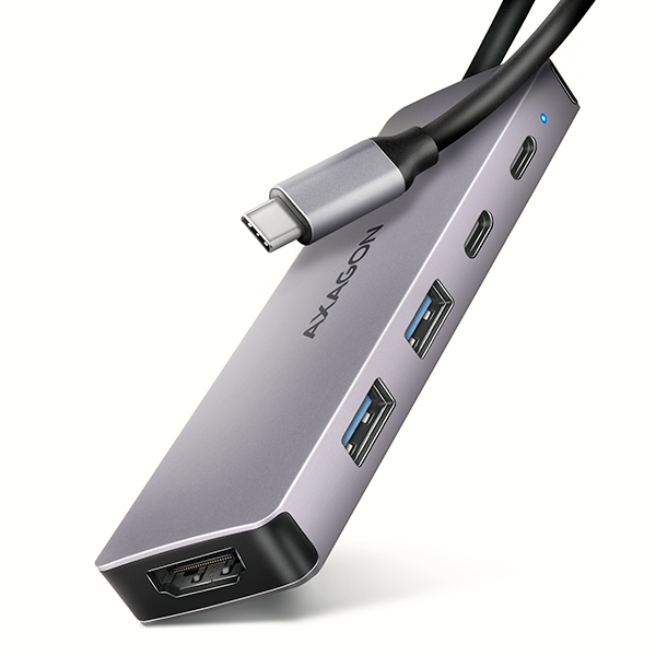 AXAGON HMC-5H60, USB 5Gbps hub, porty 2x USB-A, 1x USB-C, HDMI 4k/60, PD 100W, kábel USB-C 15cm Axagon
