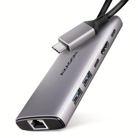 AXAGON HMC-6G2L, USB 10Gb/s hub, 2x USB-A, 1x USB-C, HDMI 4k/60, RJ-45, PD 100W, kábel USB-C 15cm Axagon