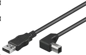 PremiumCord Kabel USB 2.0, A-B, 0,5m (lomený konektor) 90° ku2ab05-90