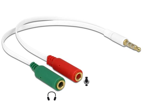 Delock adaptér sluchátek 1 x 3.5 mm 4 pin Stereo jack samec > 2 x 3.5 mm 3 pin Stereo jack samice (iPhone) 65447 DeLock