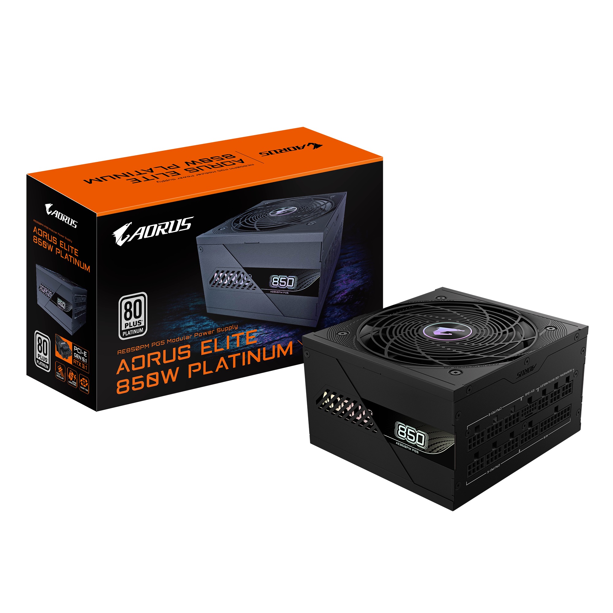 GIGABYTE AORUS ELITE P850W/850W/ATX 3.1/80PLUS Platinum/Modular/Retail GP-AE850PM PG5 Gigabyte