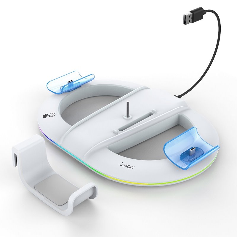 iPega P5S045 Vertikálne Nabíjací Stojan s RGB pre PS5/PS5 Slim White 6974363711443 NoName