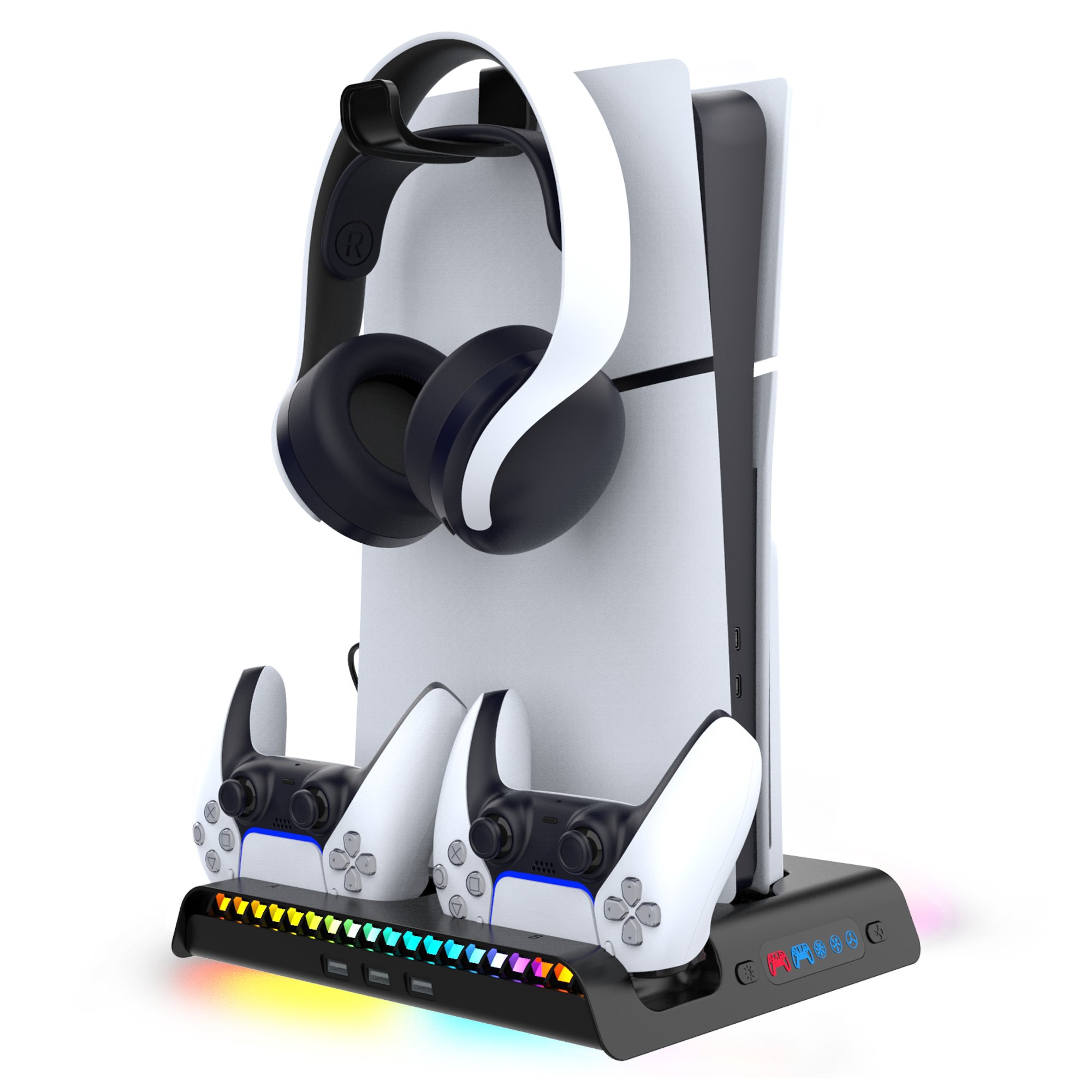 iPega P5S006 Multifunkčný Nabíjací RGB Stojan s Chladením pre PS5 Slim Black 6974363711009 NoName