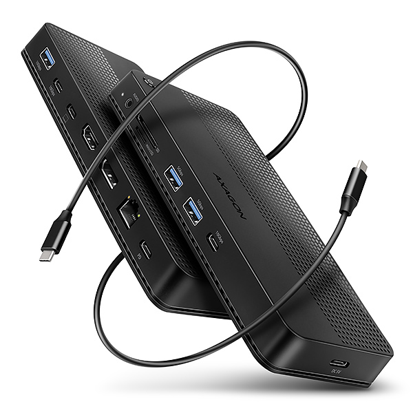 AXAGON HMC-U4, USB4 40Gbps dock, 3x USB-A, 2x USB-C, HDMI & DP 8K/30Hz, RJ-45, SD/mSD, audio, PD100W Axagon