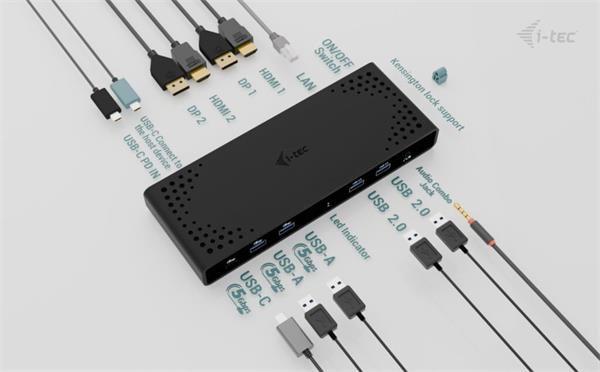 i-tec Universal Dual 4K Display Docking Station, Power Delivery 85W CADUA4KDOCKPDB I-Tec