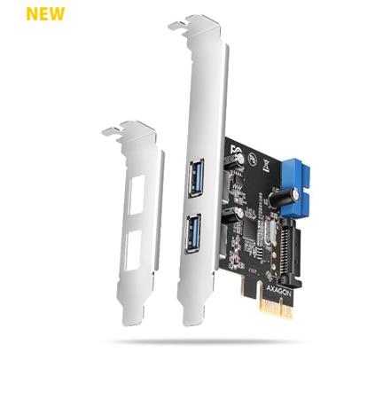AXAGON PCEU-232RS, PCIe radič, 2+2x USB 5Gbps port, SATA napájanie, Renesas PD720201, SP & LP Axagon
