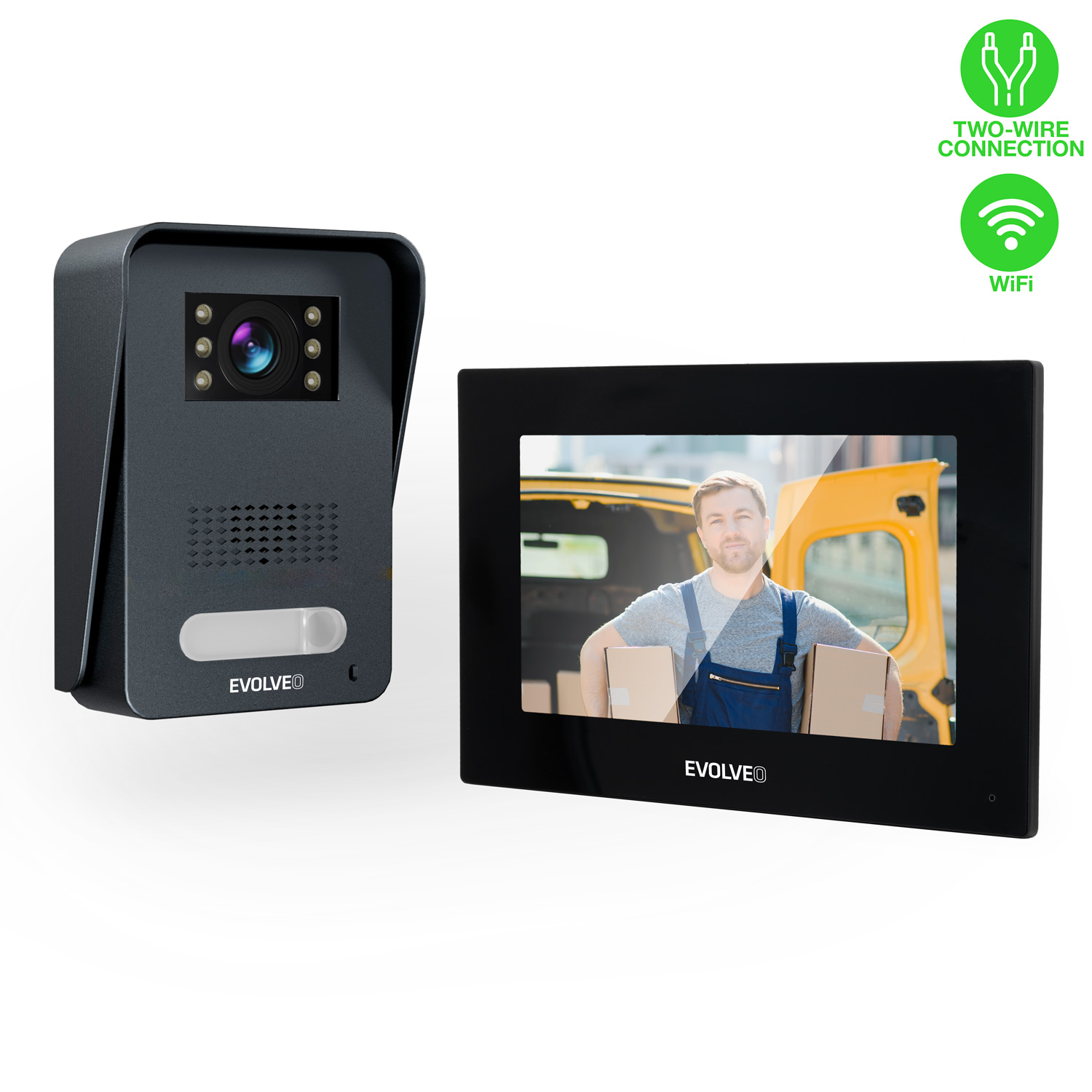 EVOLVEO DoorPhone AP1-2 drôtový videotelefón s aplikáciou, čierny DPAP1-B Evolveo