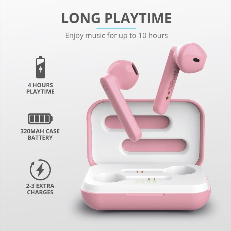 TRUST sluchátka Primo Touch Bluetooth Wireless Earphones - pink 23782 Trust