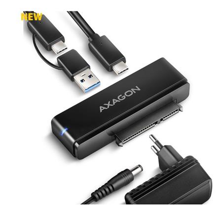 AXAGON ADSA-FPX, USB-C 10Gbps - SATA 6G, 2.5"/3.5" SSD/HDD FAST PORT X adaptér, vrátane AC napájača Axagon