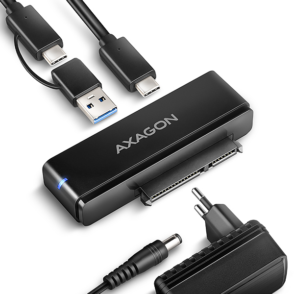 AXAGON ADSA-FPX, USB-C 10Gbps - SATA 6G, 2.5"/3.5" SSD/HDD FAST PORT X adaptér, vrátane AC napájača Axagon